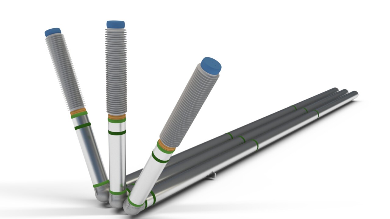 Pressurized Air Cable 245 kV, 4000 A with Bushing, straight connections and 90° angle