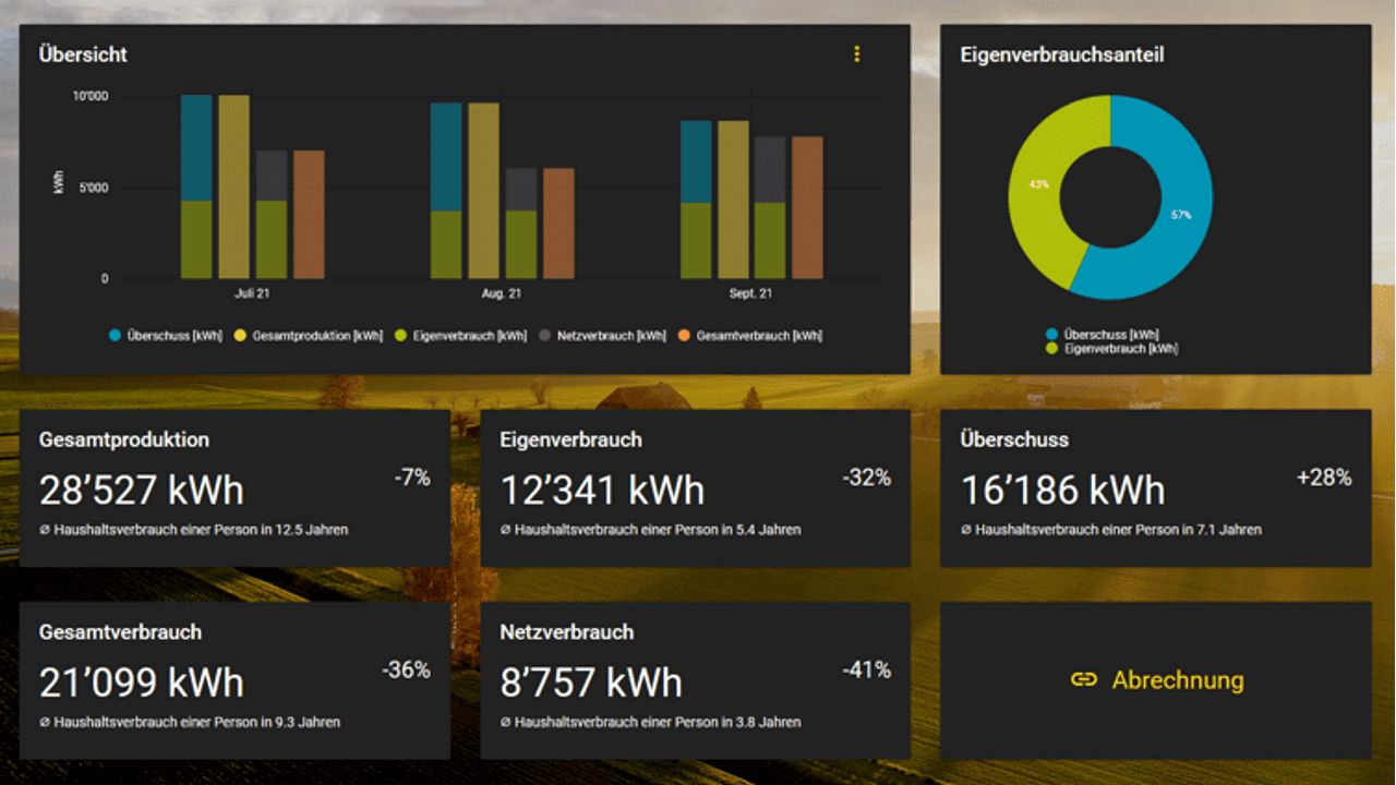 Billing values in the SILOVEDA energy portal 