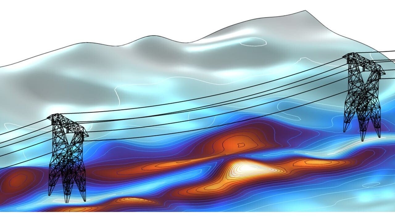 Magnetic field intensity around a high voltage power line