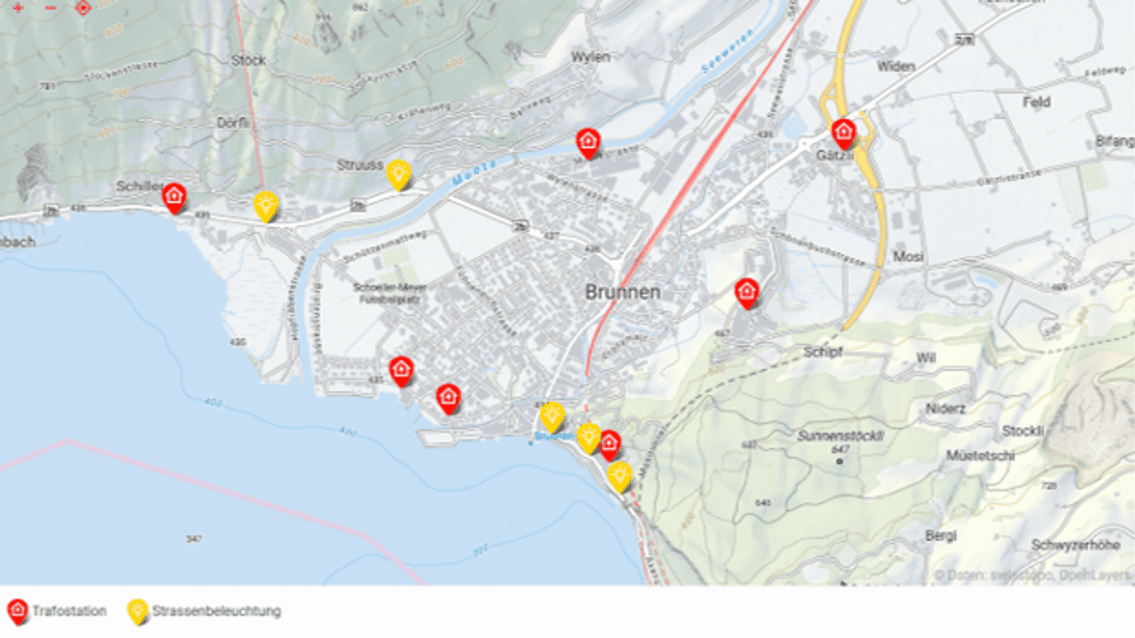 SILOVEDA Assetportal shows graphically the plant locations with swisstopo 