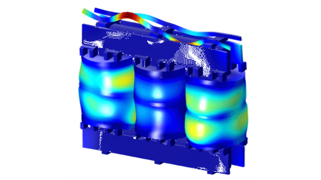 Deformation eines Transformators durch Lorentzkräfte