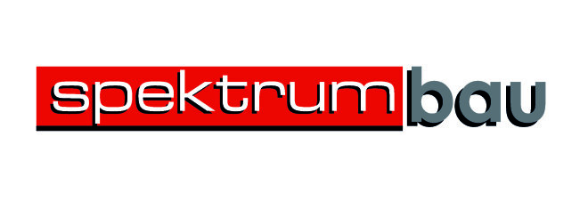 A logo consisting of a red horizontal bar bearing the word ‘spektrum’ and the word ‘bau’ to the right of it